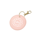 Pink keychain with 'LBU' logo on a white background