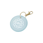 Light blue round keychain with 'LBU' logo on a white background