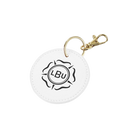 White round keychain with 'LBU' logo on a white background